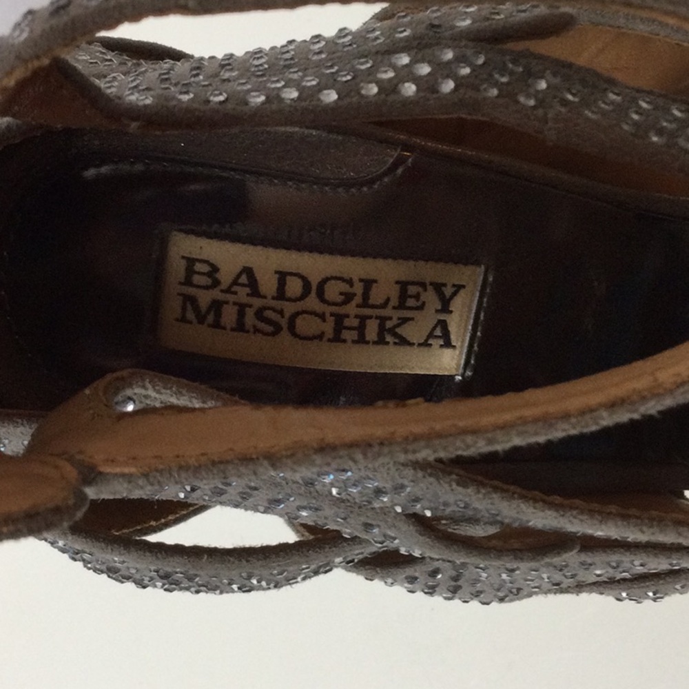 Badgley Mischka Silver Strappy Heels - Picture 2 of 10